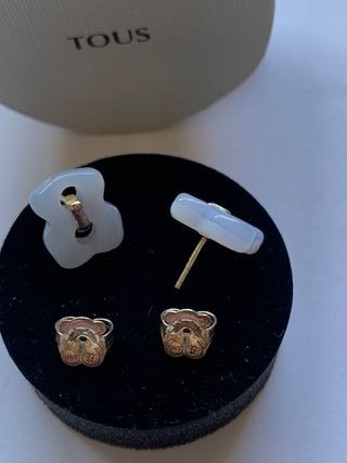 Pendientes TOUS oso cuarzo azul plata