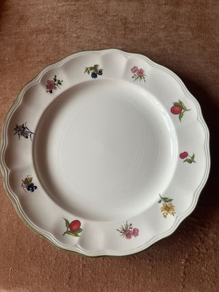 Plato llano porcelana - Verde y blanco