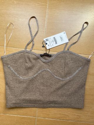 Top Zara marrón crop L