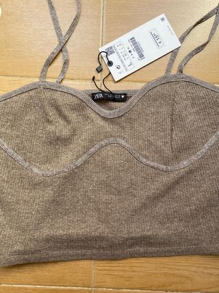 Top Zara marrón crop L