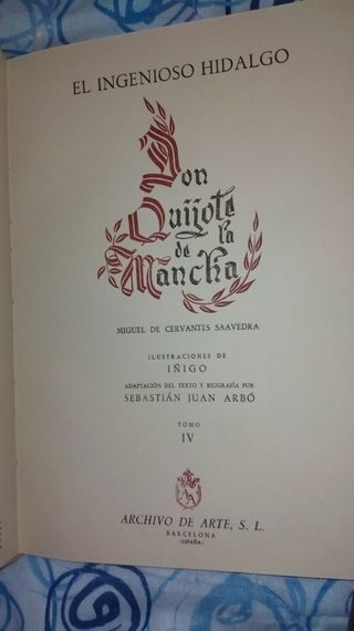 Antiguo"Don quijote de la Mancha "en viñetas