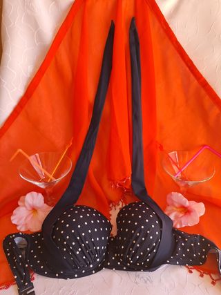 Bikini Y2K lunares blanco y negro