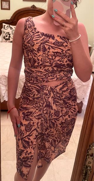 Conjunto Zara beige y marrón