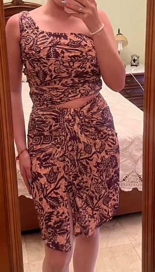 Conjunto Zara beige y marrón