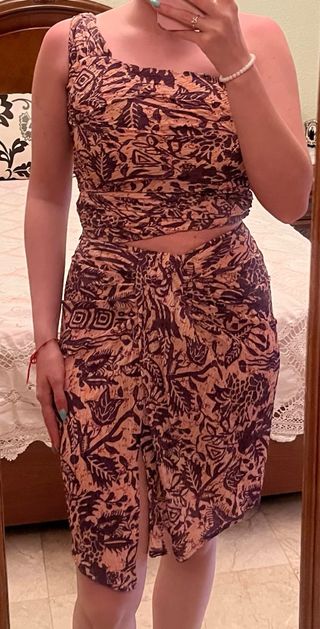 Conjunto Zara beige y marrón