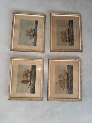 4 Cuadros antiguos de barcos