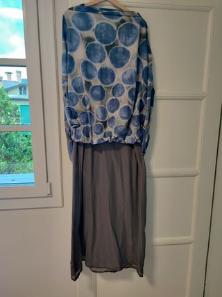 Vestito Peserico estivo beige e blu