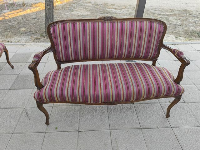 Tresillo Luis XV - Sofá de 2 plazas con 2 sillas