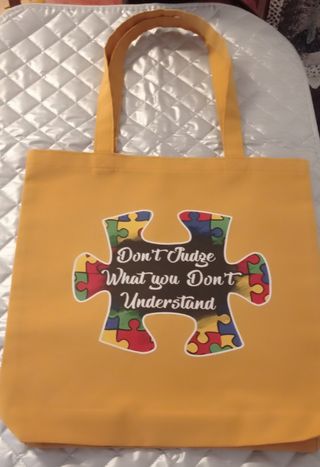 Bolso Tote - Amarillo mostaza con dibujo puzzle