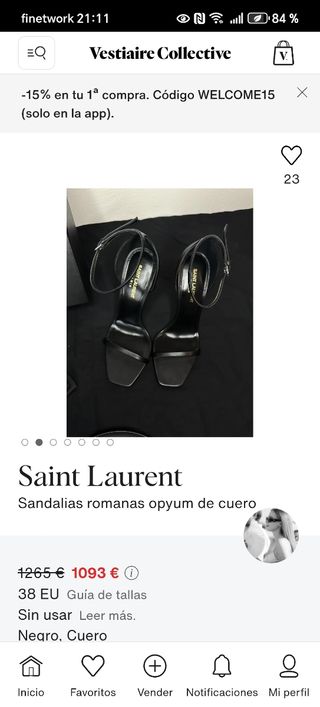 Sandalias Yves Saint Laurent Opyum negras