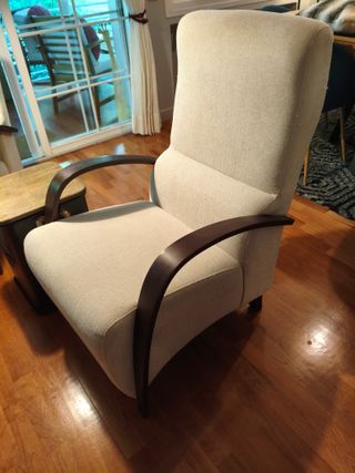 Butacas beige madera wengué