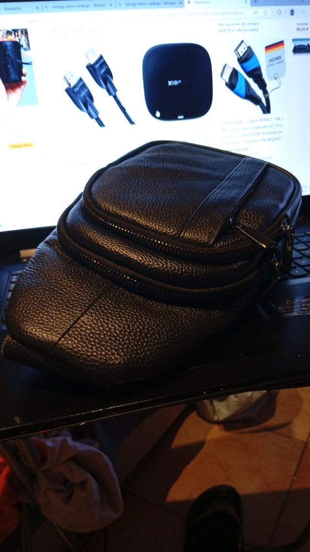 Borsa a tracolla da uomo in pelle marrone