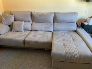 Sofá chaise longue 4 plazas beige