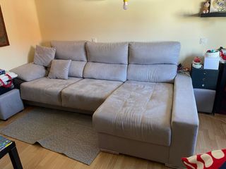 Sofá chaise longue 4 plazas beige