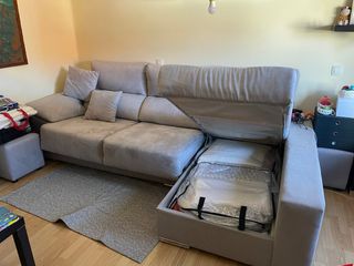 Sofá chaise longue 4 plazas beige
