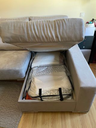Sofá chaise longue 4 plazas beige