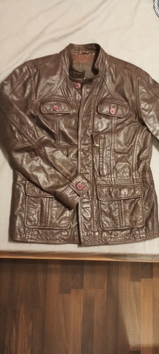 Cazadora cuero Pepe Jeans marrón