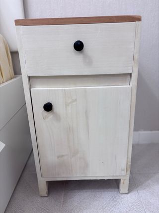 Mesita noche madera - blanco/marrón. NEGOCIABLE. 