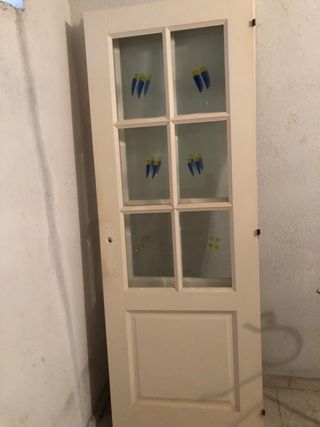 Puertas madera con cristal - 2uds
