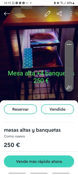 Mesa alta + 4 banquetas