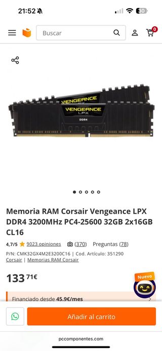 Corsair Vengeance LPX DDR4 3200MHz 32GB