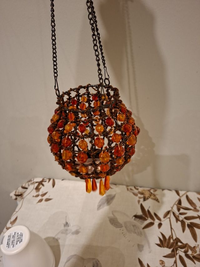 Lampara vela metal y cristal