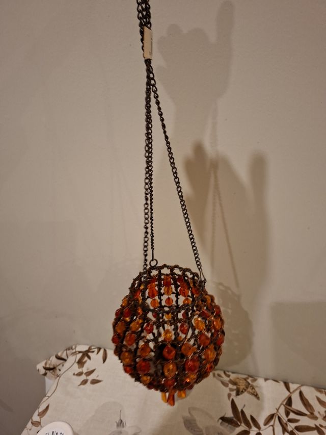 Lampara vela metal y cristal