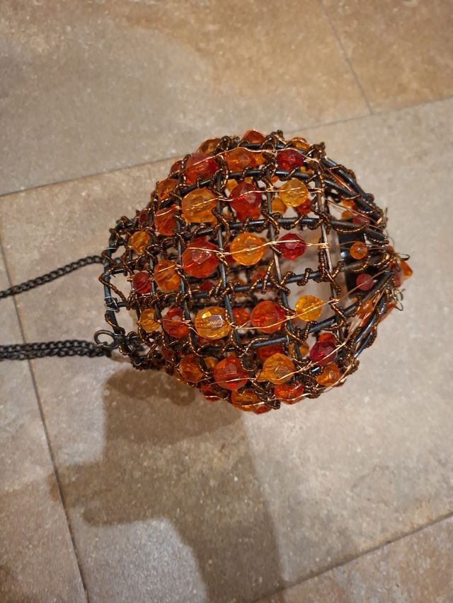 Lampara vela metal y cristal