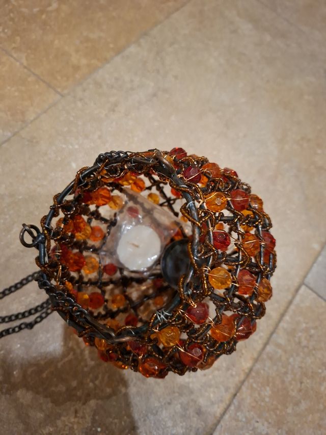 Lampara vela metal y cristal