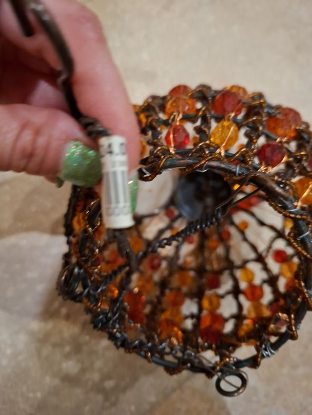 Lampara vela metal y cristal