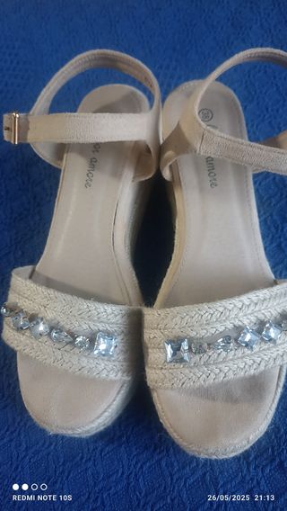 Cuñas esparto beige - talla 38