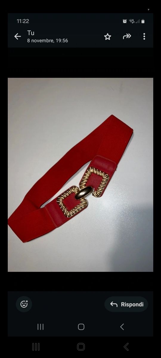 Cintura elastica rossa fibbia oro
