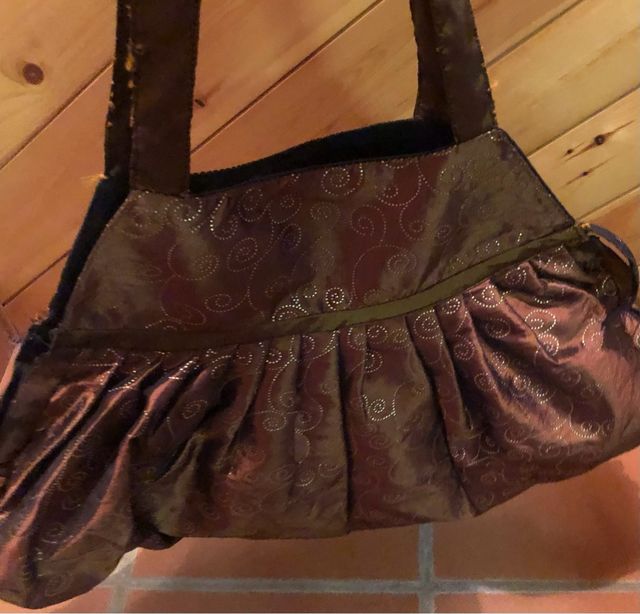 Borsa a mano marrone e oro