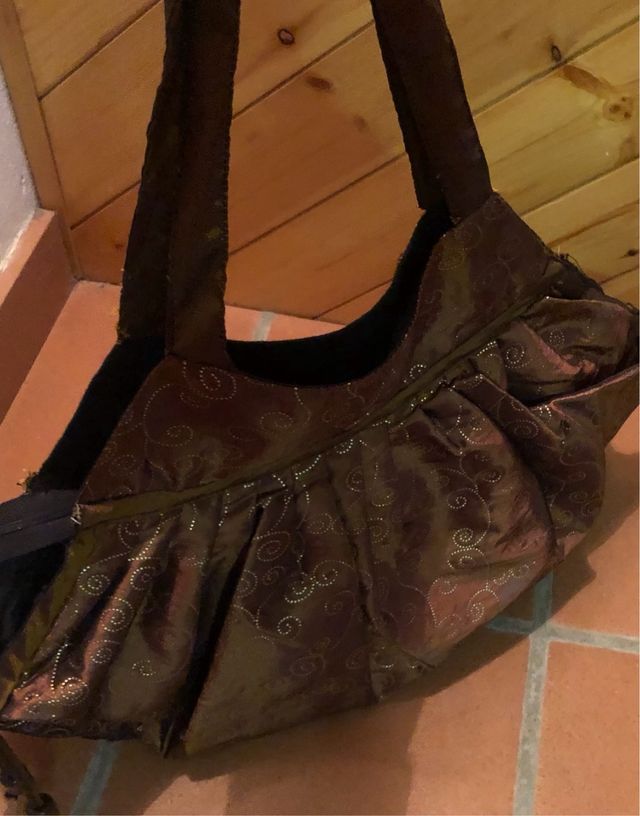 Borsa a mano marrone e oro