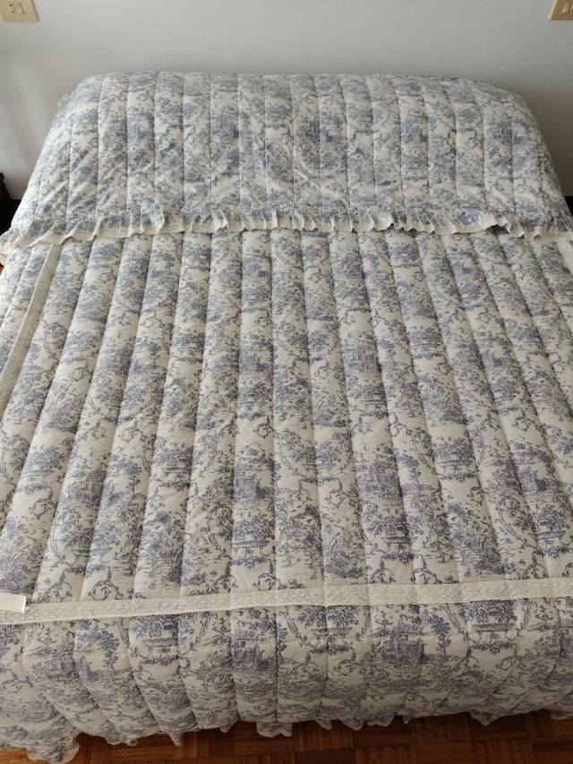 Edredón algodón azul y blanco