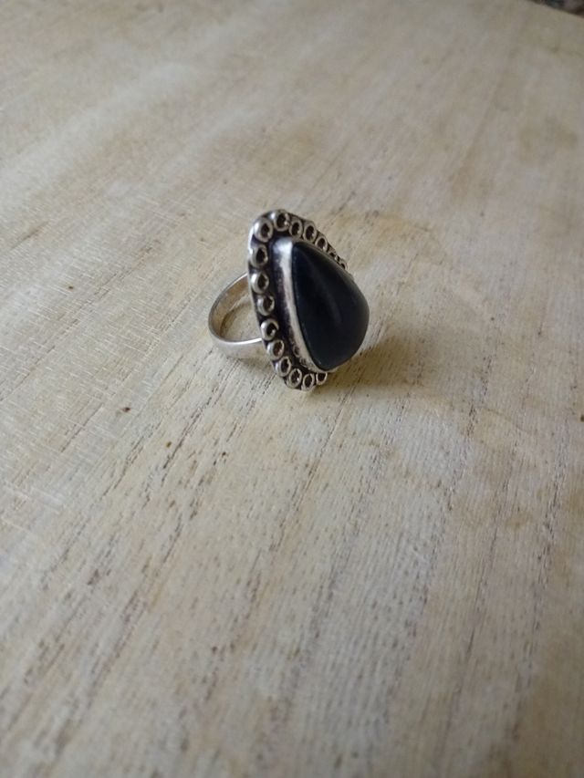 Anello argento  pietra onice nero
