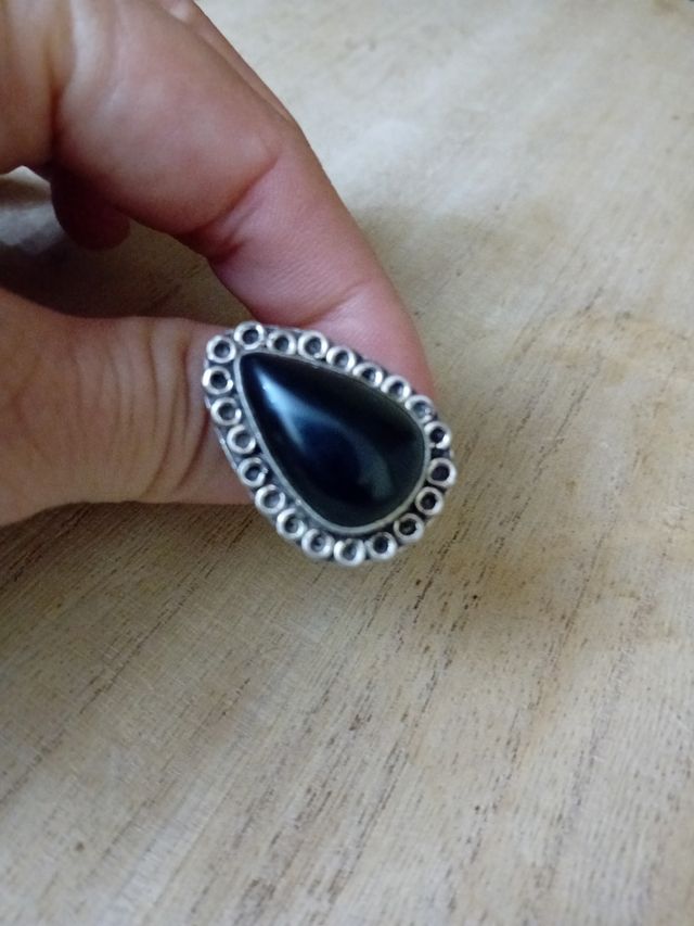 Anello argento  pietra onice nero