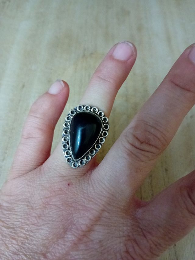 Anello argento  pietra onice nero