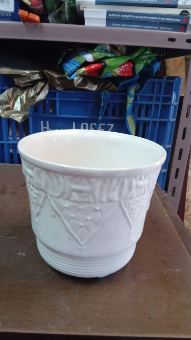 Maceta cerámica blanca 14x13cm