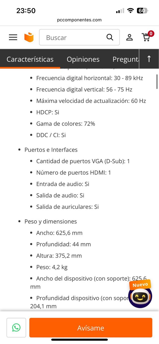 pantalla Monitor LG 19" - Impecable