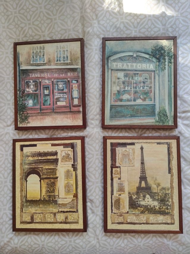 4 Cuadros Decoración París y Roma