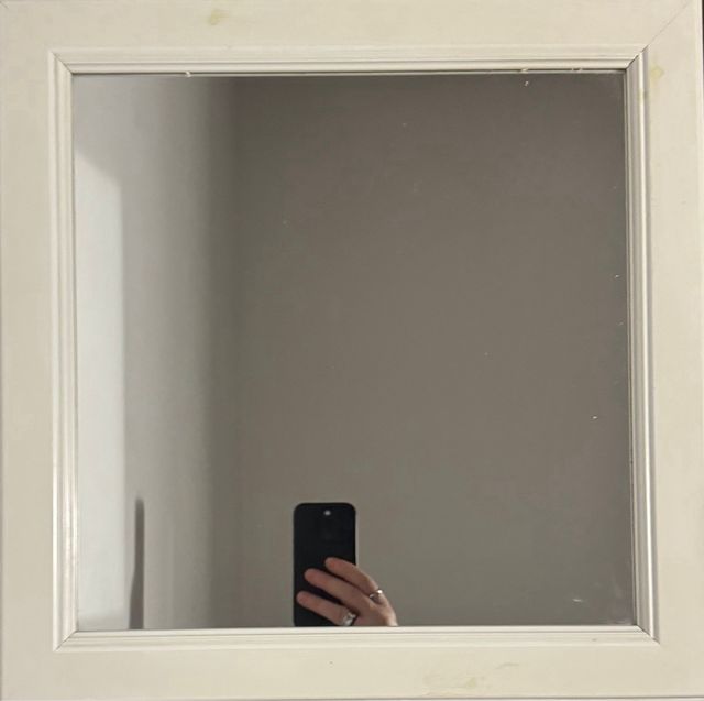 Espejo blanco 40x40cm para pared o mesita de noche