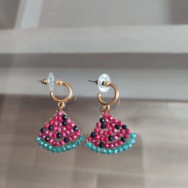 Pendientes sandía rojos y verdes