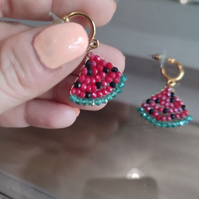 Pendientes sandía rojos y verdes