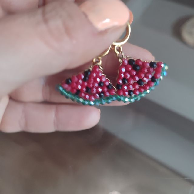 Pendientes sandía rojos y verdes