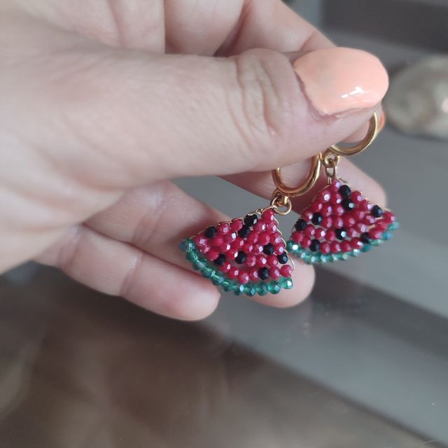 Pendientes sandía rojos y verdes