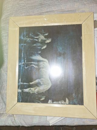 Cuadro caballos, azul y blanco