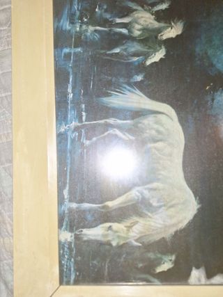 Cuadro caballos, azul y blanco