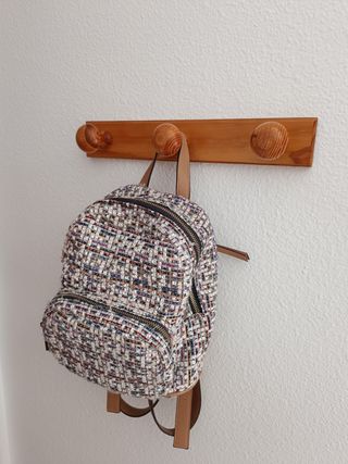 Mochila pequeña multicolor tejido tweed 