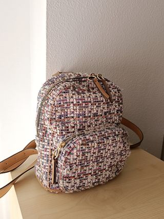 Mochila pequeña multicolor tejido tweed 
